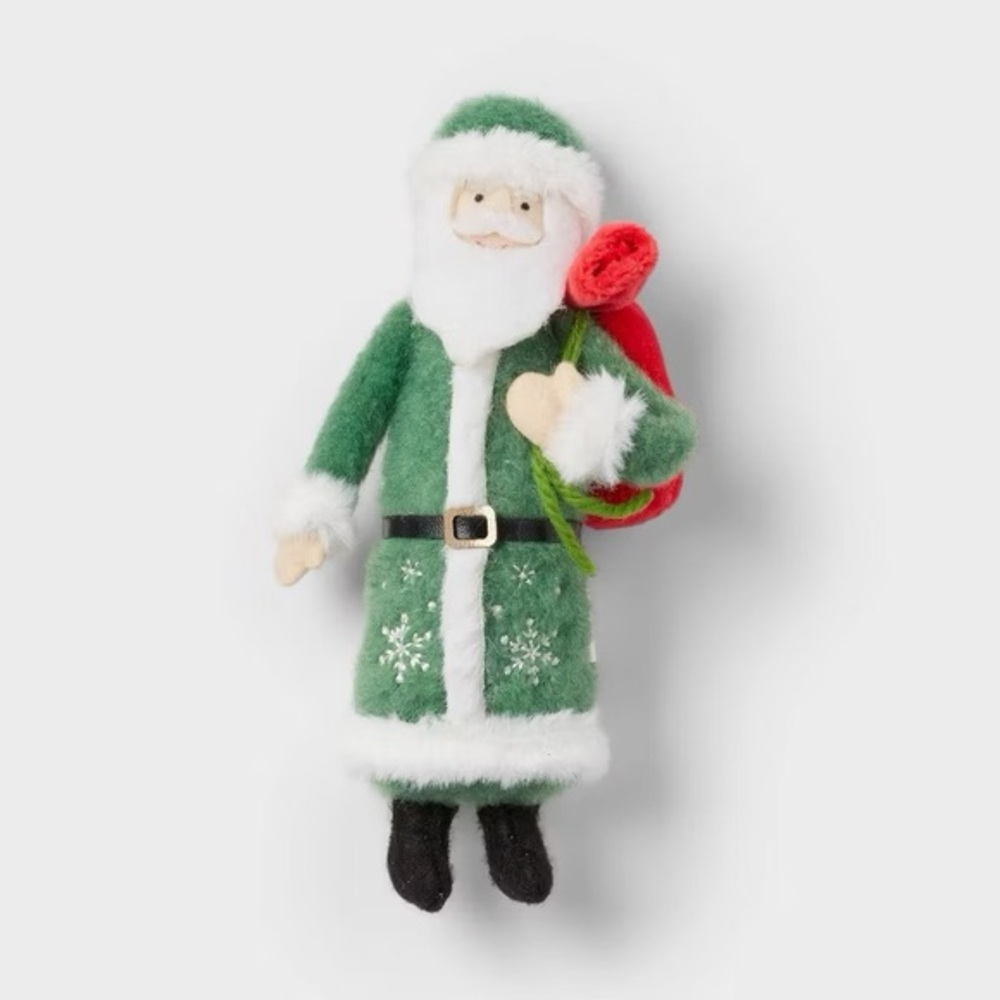 Fabric Santa Holding Toy Sack Christmas Tree Ornament nwt